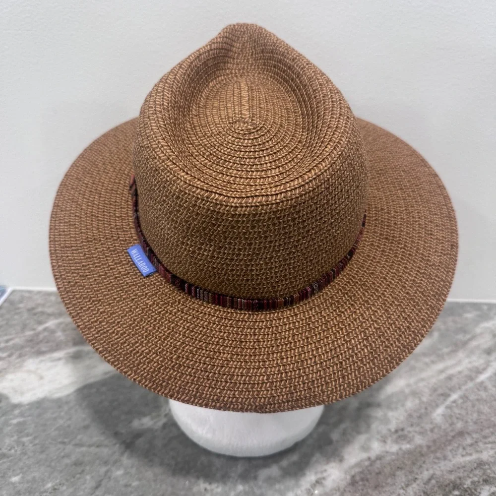 Wallaroo Hat Company Sedona Brown Straw Fedora Sun Hat Adjustable Packable